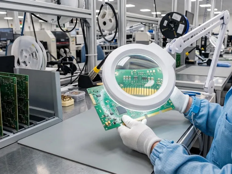 PCB contacts inspected after the real process trial